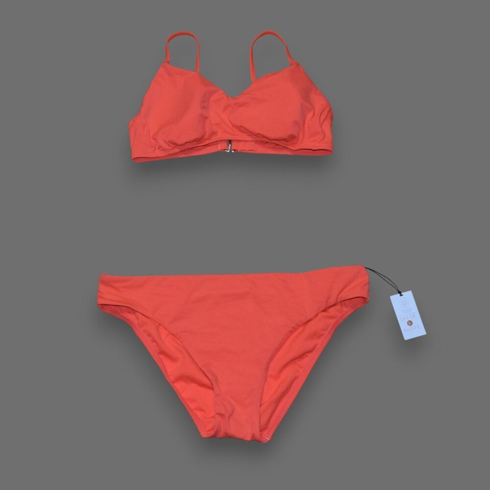 SAND & SHORE Women's XL Bikini Top & Mid High Rise Bottoms Set Swimsuit Swim